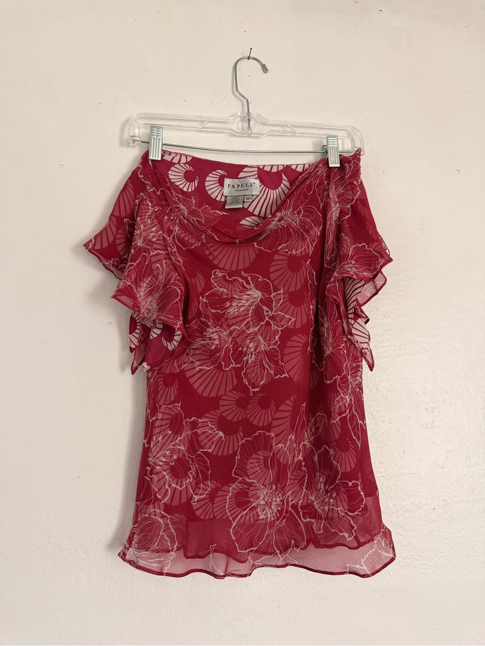 Vintage Pink, Floral, Ruffled Sleeve Women's Top